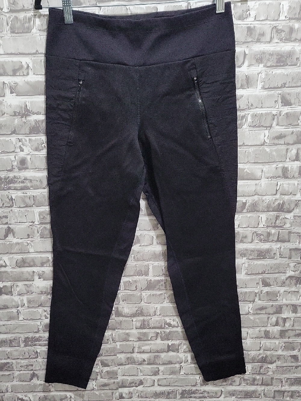 Athleta Peak Hybrid Fleece Tight Pants Black, Zip Pockets Womens M, Performance